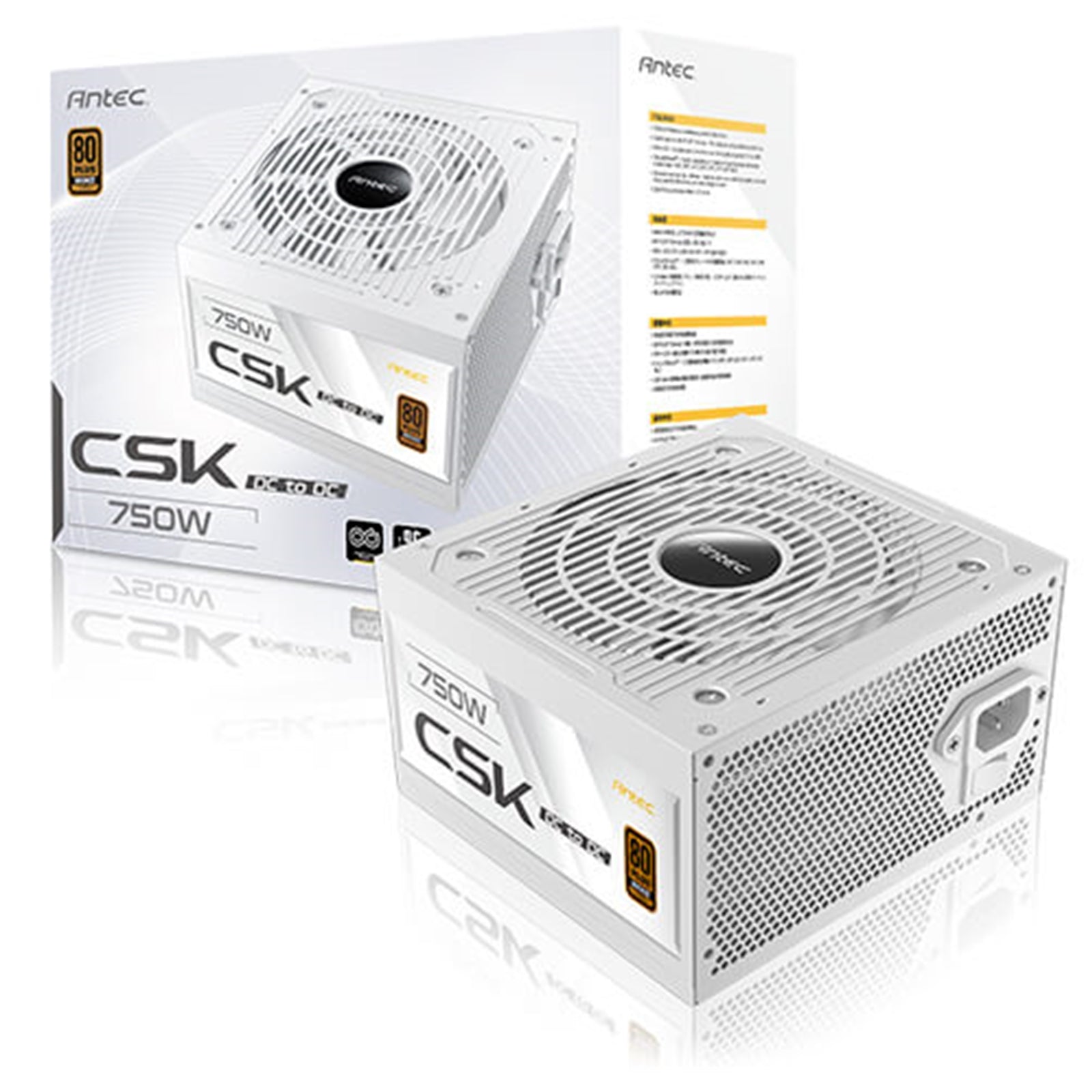 Antec CSK DC 750W White PSU 80+ Bronze ATX Non-Modular PCIe 5.1 Antec CSK DC 750W White PSU 80+ Bronze ATX Non-Modular PCIe 5.1